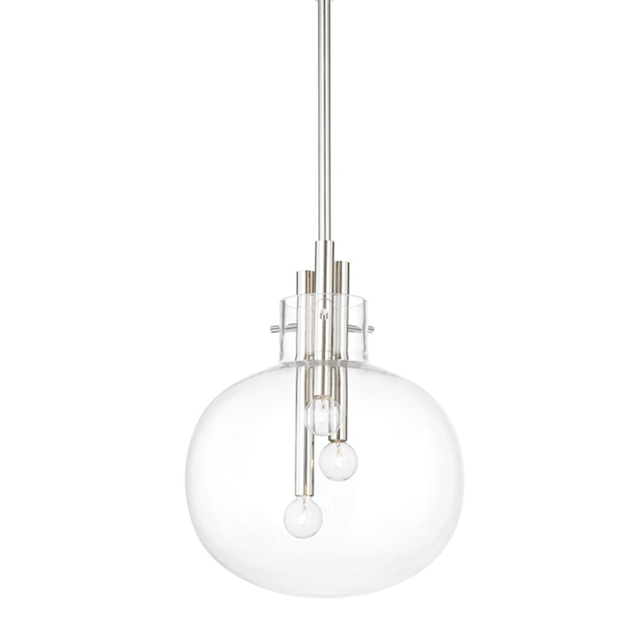 Hudson Valley Hempstead 3 Light 17" Pendant, Polished Nickel/Clear - 3914-PN