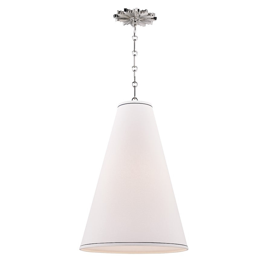 Hudson Valley Worth 1 Light 23" Pendant, Polished Nickel - 3916-PN