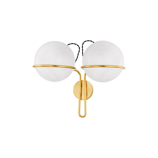 Hudson Valley Hingham 2 Light Wall Sconce, Aged Brass/Cloud - 3917-AGB