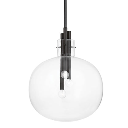 Hudson Valley Hempstead 3 Light 23" Pendant, Black Brass/Clear - 3918-BBR