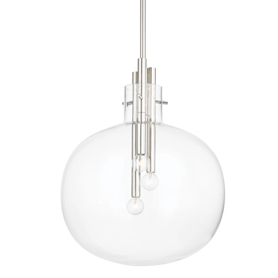 Hudson Valley Hempstead 3 Light 23" Pendant, Polished Nickel/Clear - 3918-PN