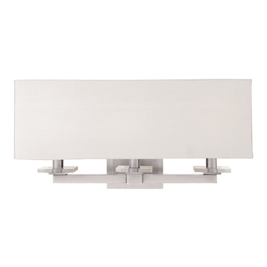 Hudson Valley Montauk 3 Light Wall Sconce, Satin Nickel/Off White - 393-SN