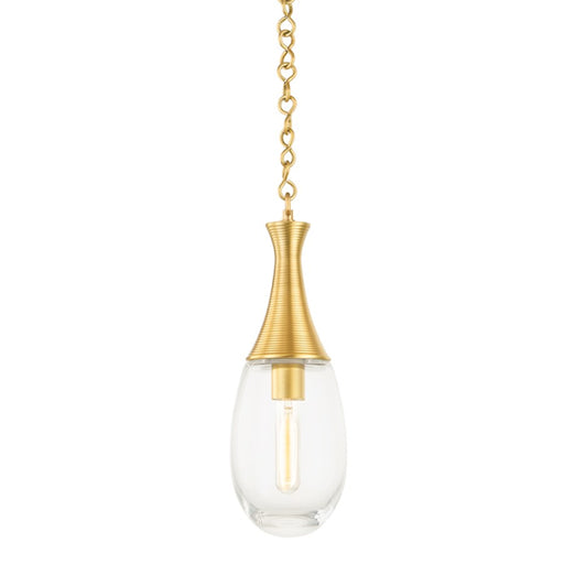 Hudson Valley Southold 1 Light 16" Pendant, Aged Brass/Clear - 3936-AGB