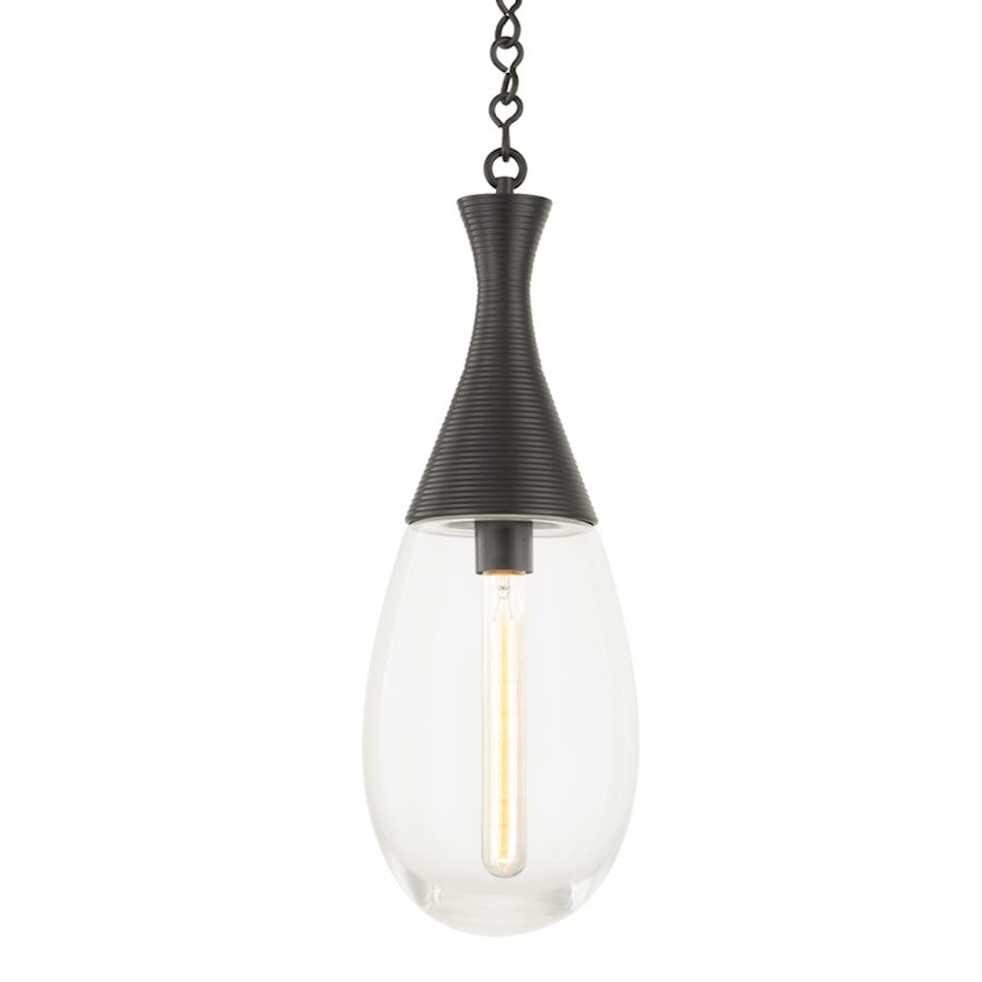 Hudson Valley Southold 1 Light 21" Pendant, Black Brass/Clear - 3938-BBR