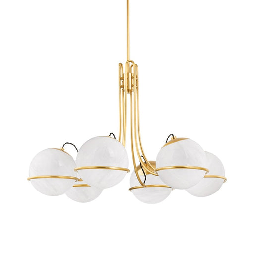Hudson Valley Hingham 6 Light Chandelier, Aged Brass/Cloud - 3940-AGB