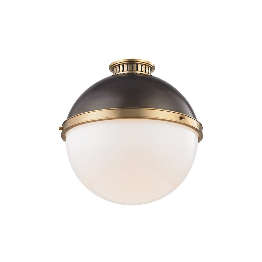 Hudson Valley Latham 1 Light 14" Flush Mount, Aged Distressed Bronze - 4015-ADB