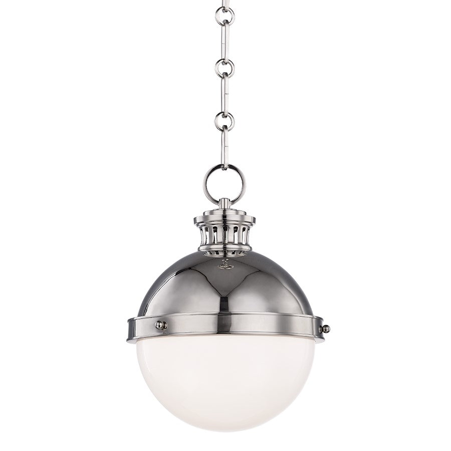 Hudson Valley Latham 1 Light 12" Pendant, Polished Nickel - 4019-PN