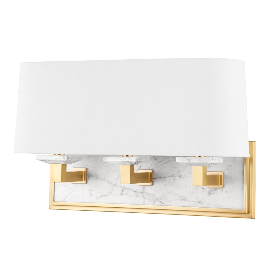 Hudson Valley Elwood 3 Light Bath Bracket in Aged Brass/White - 4073-AGB