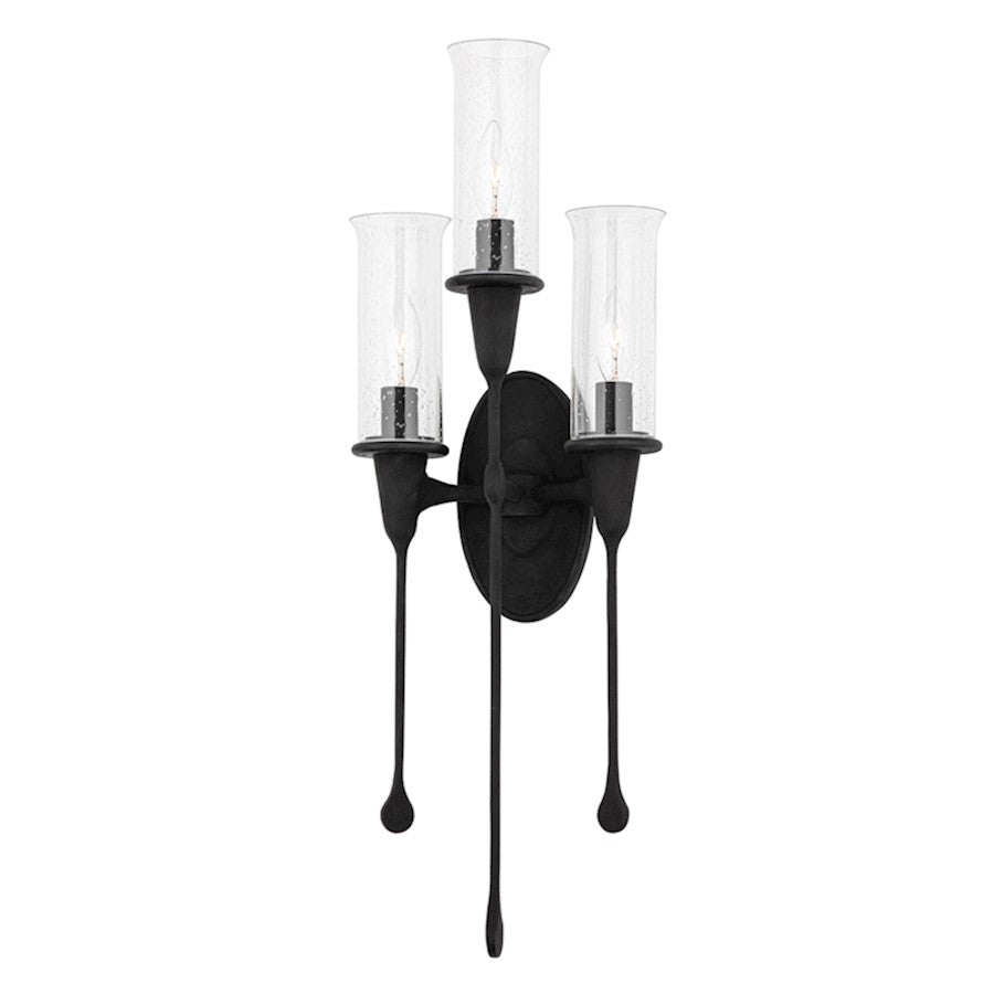 Hudson Valley Chisel 3 Light Wall Sconce, Black Iron - 4103-BI