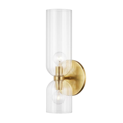 Hudson Valley Sayville 2 Light Wall Sconce, Aged Brass/Clear - 4122-AGB