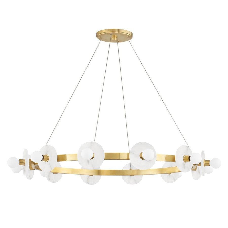 Hudson Valley Austen 12 Light Chandelier, Aged Brass/White - 4240-AGB