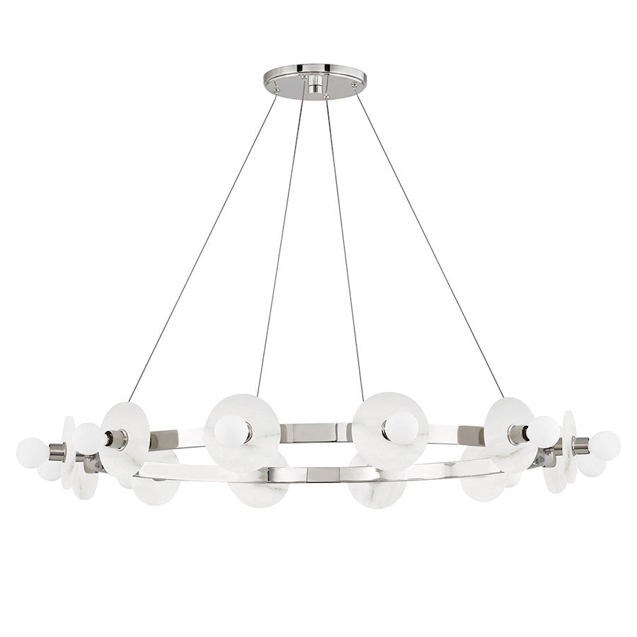 Hudson Valley Austen 12 Light Chandelier, Polished Nickel/White - 4240-PN