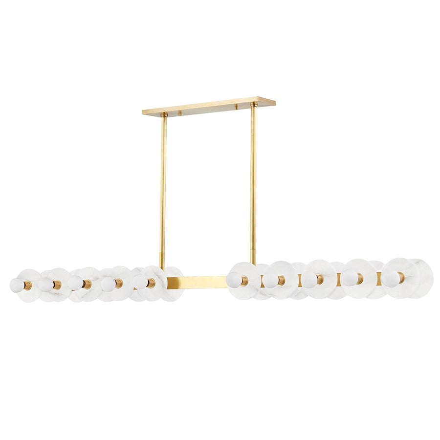 Hudson Valley Austen 20 Light Linear Island Pendant, Aged Brass/White - 4260-AGB