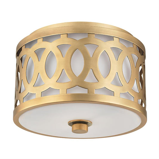 Hudson Valley Genesee 1 Light Small Flush Mount, Aged Brass