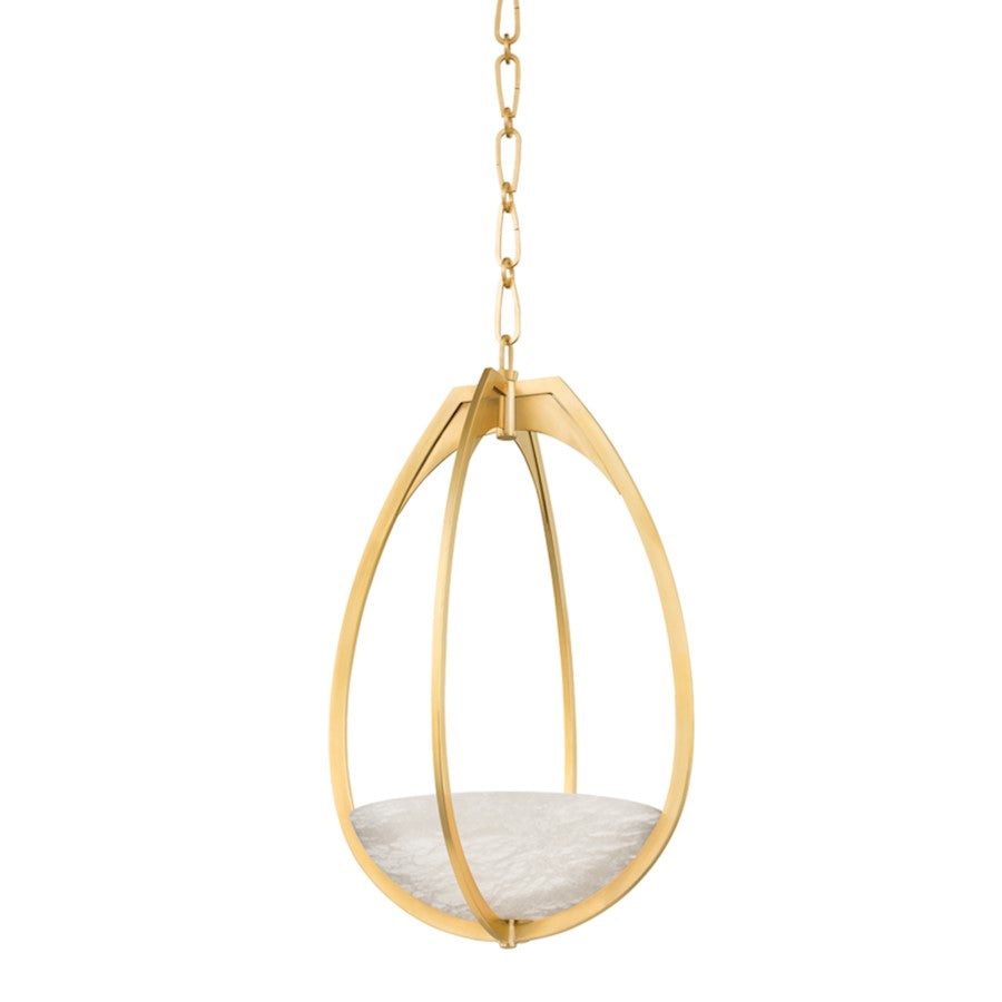 Hudson Valley Lloyd 1 Light 22" Pendant, Aged Brass/White - 4313-AGB