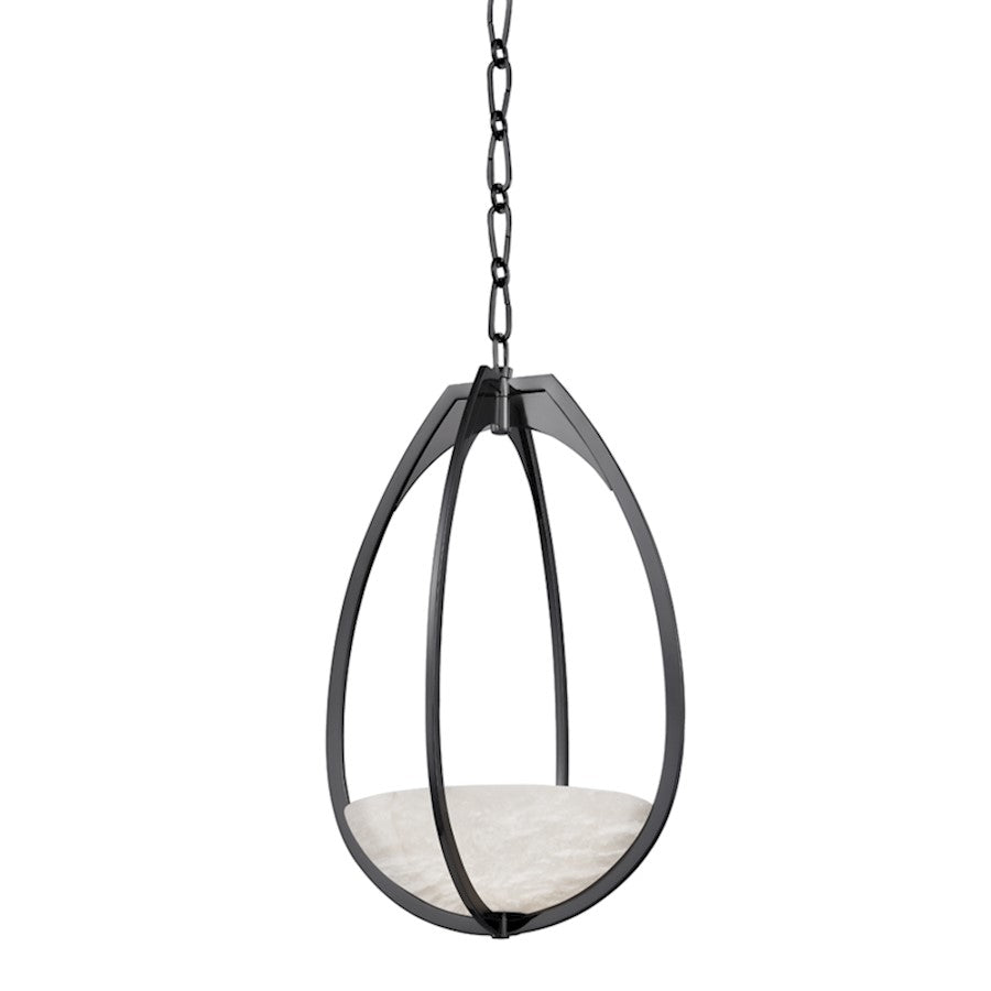 Hudson Valley Lloyd 1 Light 22" Pendant, Black Nickel/White - 4313-BLNK