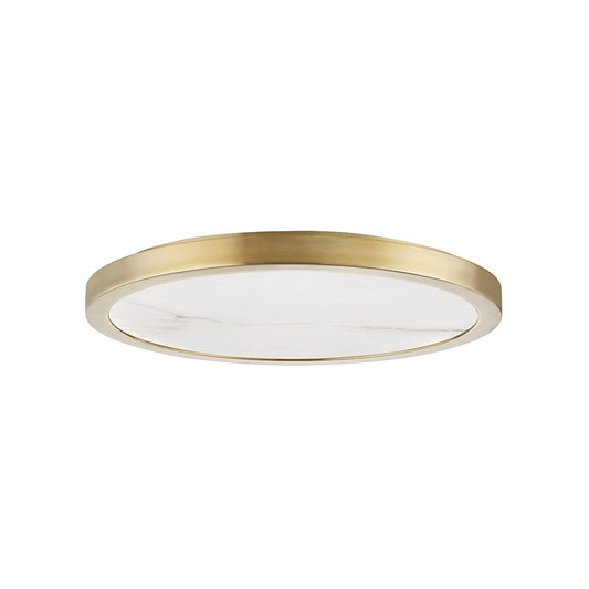 Hudson Valley Woodhaven 18" LED Flush Mount, Aged Brass/White - 4318-AGB