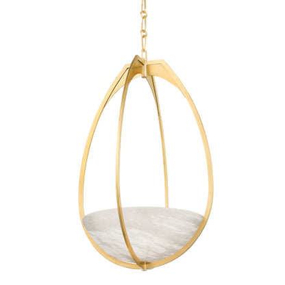 Hudson Valley Lloyd 1 Light 31" Pendant, Aged Brass/White - 4319-AGB