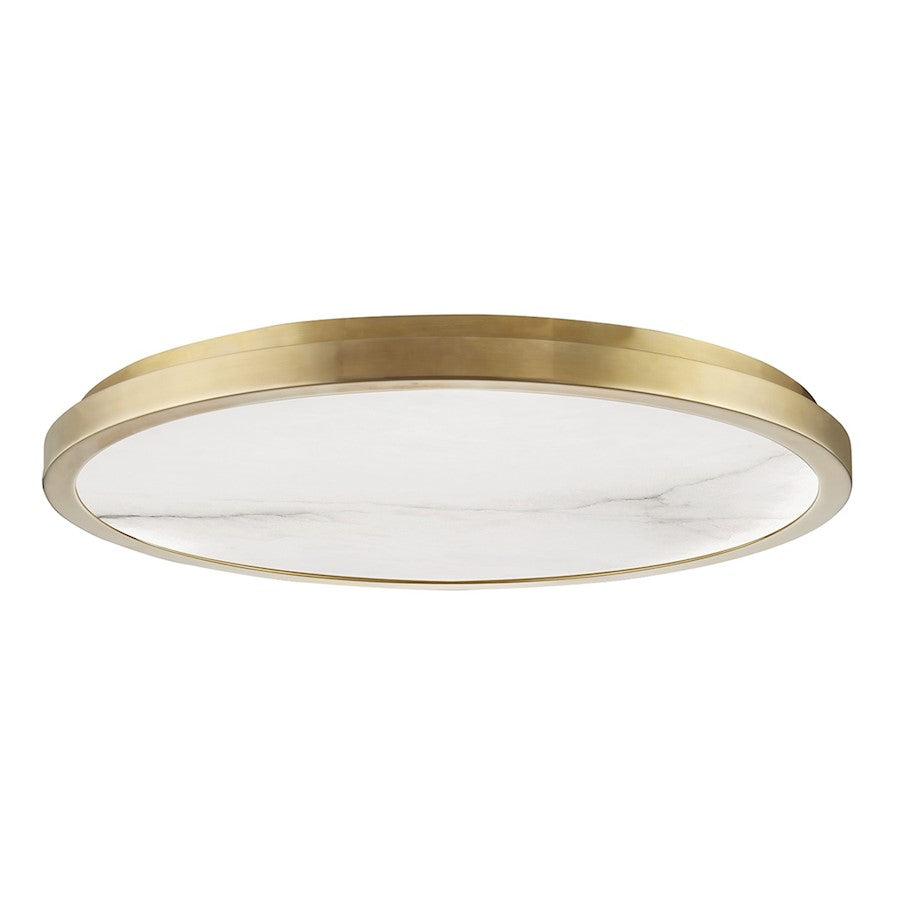 Hudson Valley Woodhaven 24" LED Flush Mount, Aged Brass/White - 4324-AGB