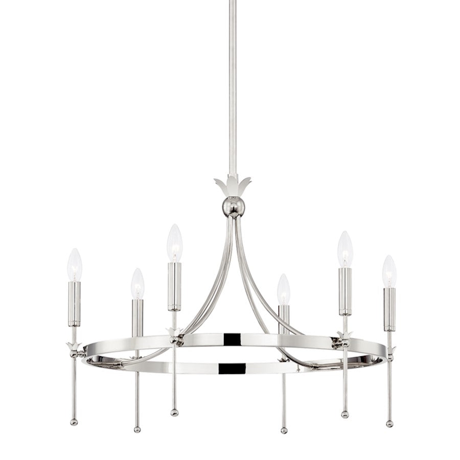 Hudson Valley Gates 6 Light Chandelier, Polished Nickel - 4327-PN