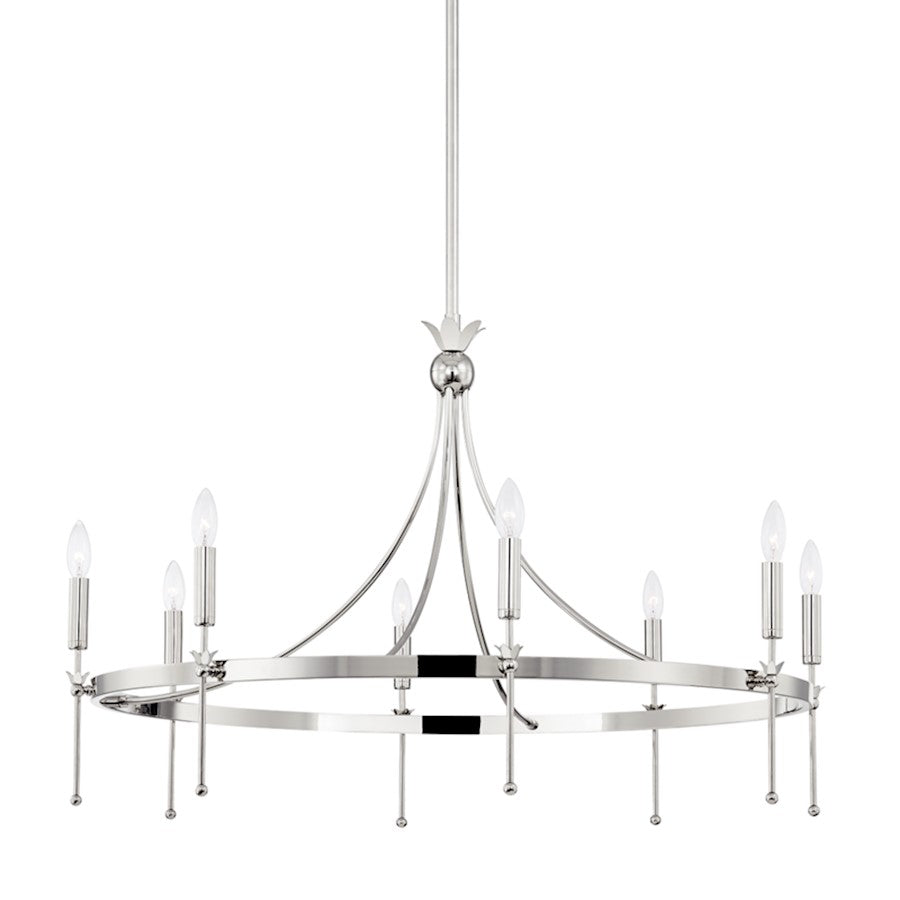 Hudson Valley Gates 8 Light Chandelier, Polished Nickel - 4338-PN