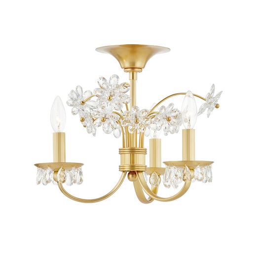 Hudson Valley Beaumont 3 Light Flush Mount, Aged Brass/White Glass - 4403-AGB