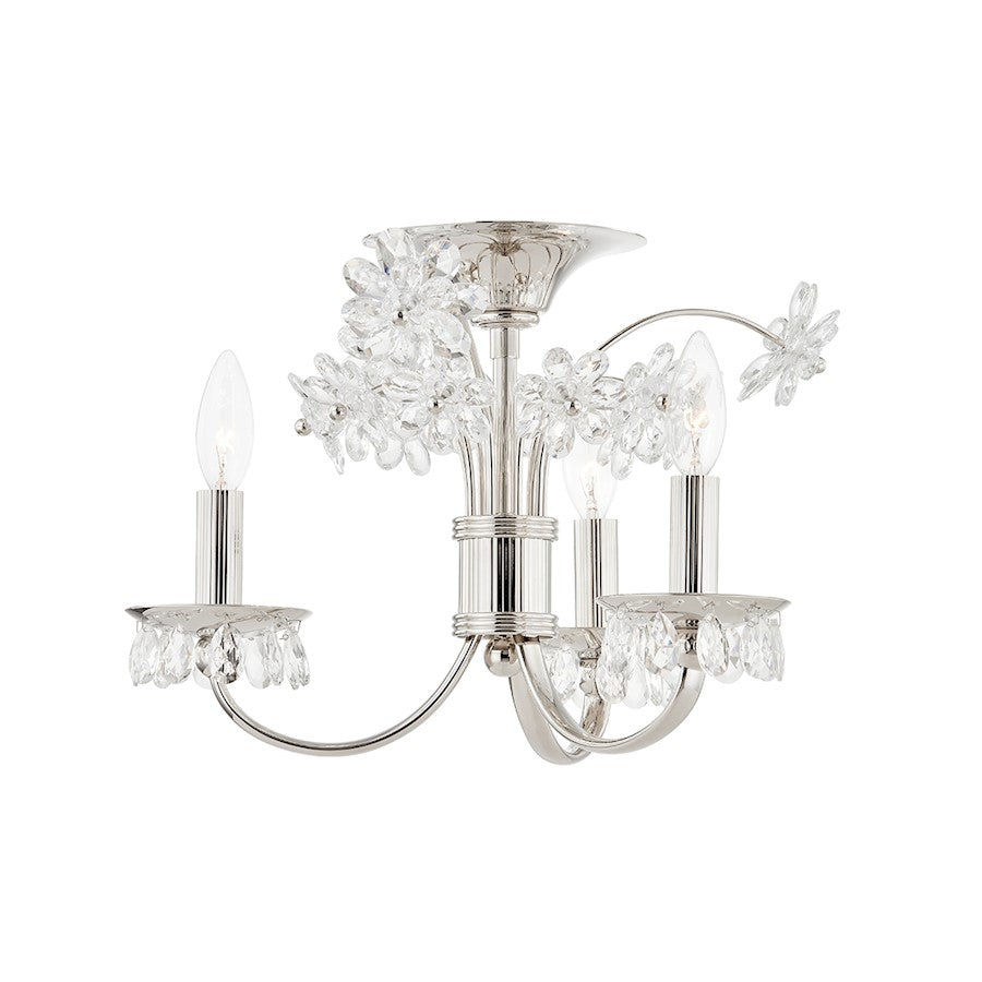 Hudson Valley Beaumont 3 Light Flush Mount, Nickel/White Glass - 4403-PN