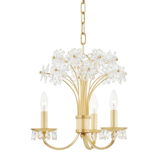 Hudson Valley Beaumont 3 Light Chandelier, Aged Brass/White Glass - 4419-AGB