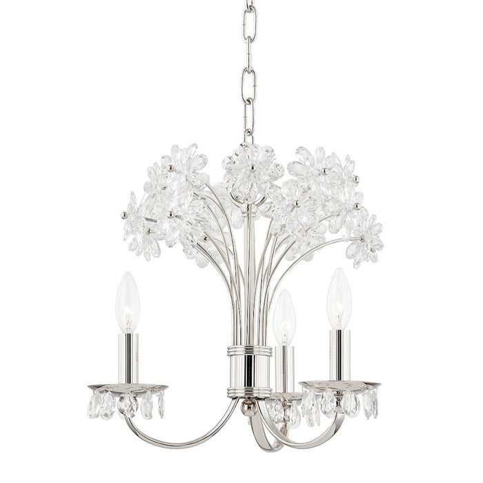 Hudson Valley Beaumont 3 Light Chandelier, Polished Nickel/White Glass - 4419-PN