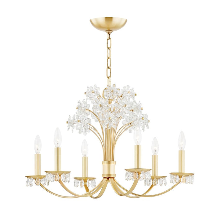Hudson Valley Beaumont 6 Light Chandelier, Aged Brass/White Glass - 4430-AGB