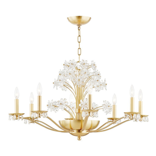 Hudson Valley Beaumont 10 Light Chandelier, Aged Brass/Clear Glass - 4438-AGB