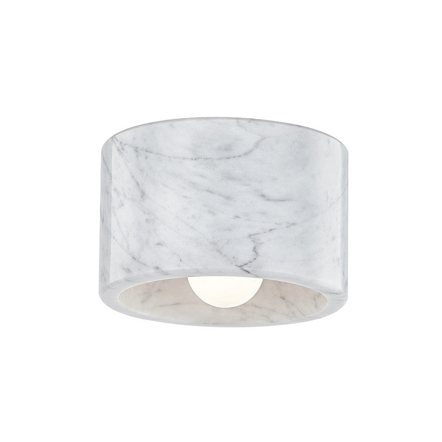 Hudson Valley Loris 1 Light Flush/Wall Sconce, Nickel/White Marble - 4500-WM-PN