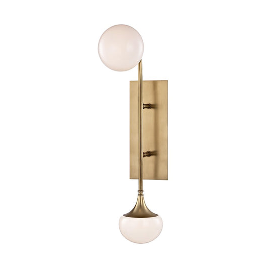 Fleming 2 Light Wall Sconce, Aged Brass