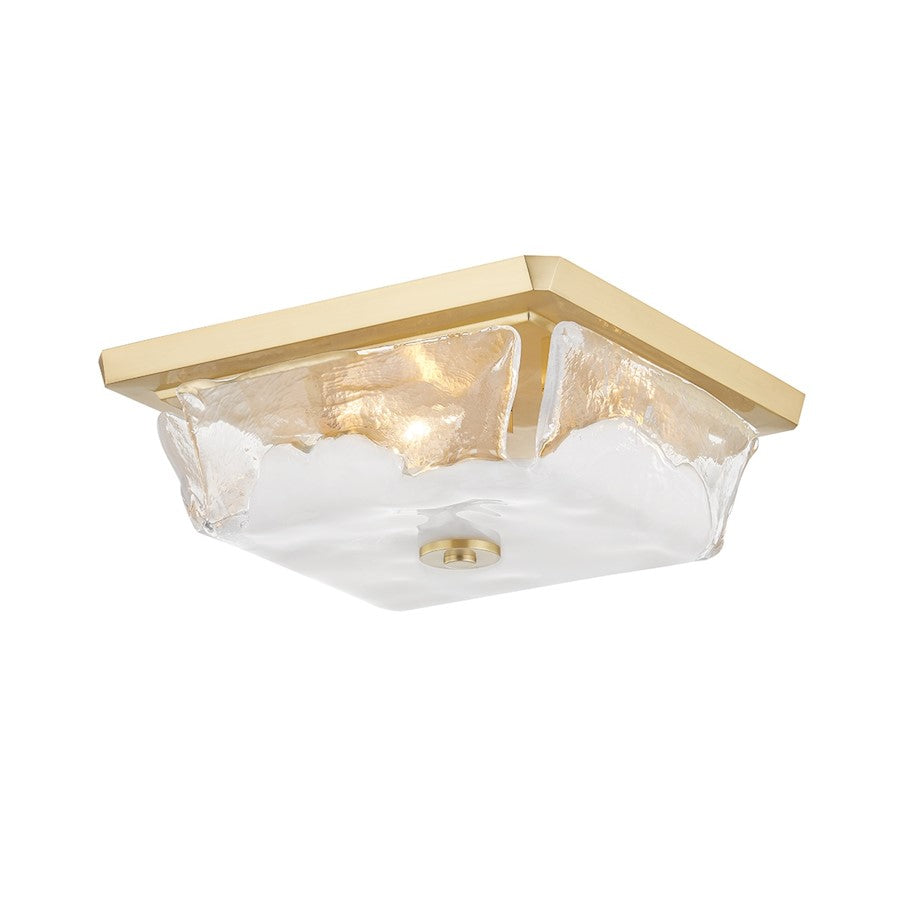 Hudson Valley Hines 3-Light Flush Mount, Aged Brass/Piastra/White - 4710-AGB