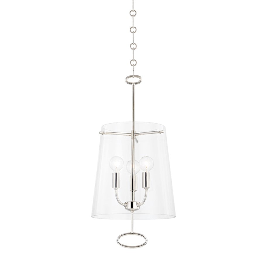 Hudson Valley James 3 Light Pendant, Polished Nickel/Clear - 4711-PN