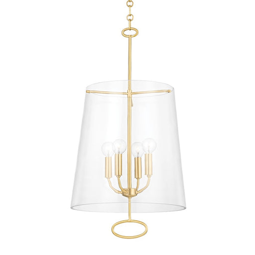 Hudson Valley James 4 Light Pendant, Aged Brass/Clear - 4717-AGB