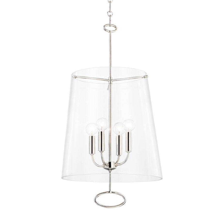 Hudson Valley James 4 Light Pendant, Polished Nickel/Clear - 4717-PN