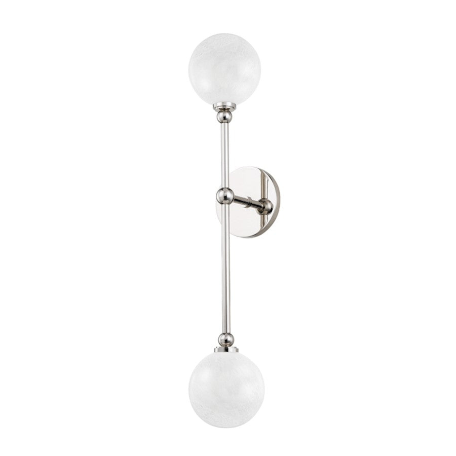 Hudson Valley Andrews 2 Light Wall Sconce in Polished Nickel/Cloud - 4802-PN