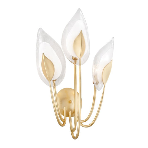 Hudson Valley Blossom 3 Light Wall Sconce, Gold Leaf/Clear Glass - 4803-GL
