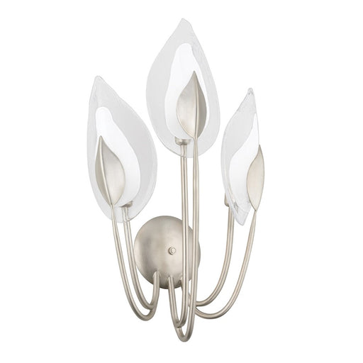 Hudson Valley Blossom 3 Light Wall Sconce, Silver Leaf/Clear - 4803-SL