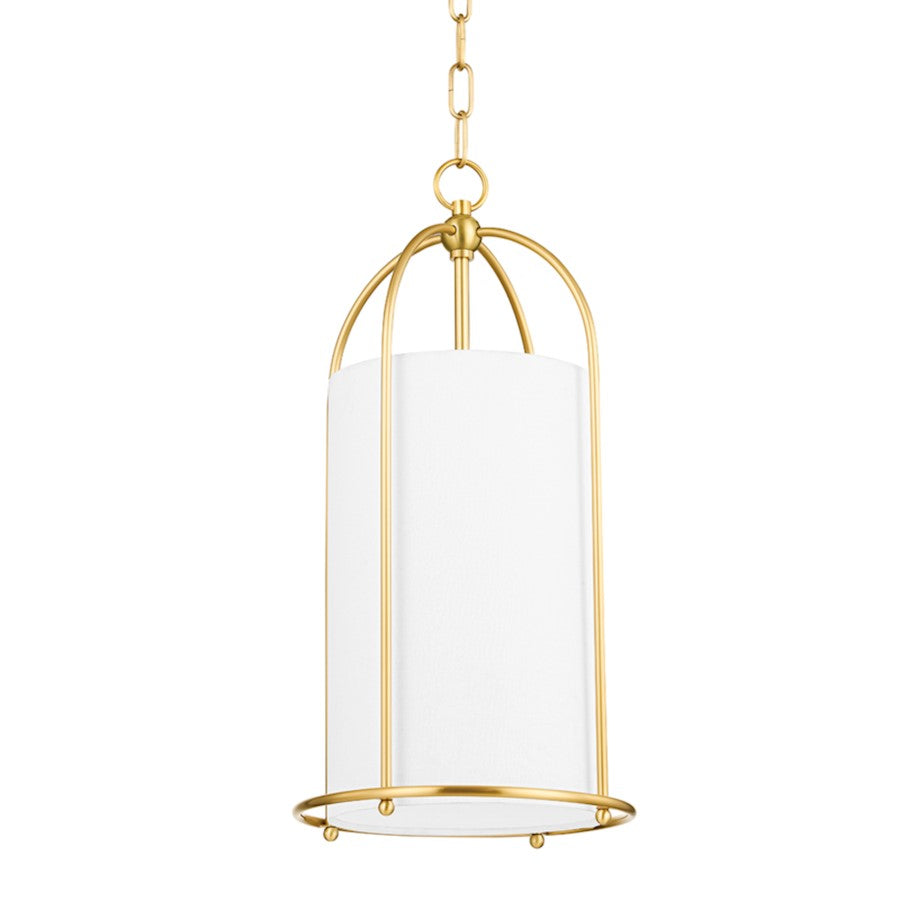 Hudson Valley Orlando 1 Light 22" Lantern, Aged Brass/White - 4810-AGB