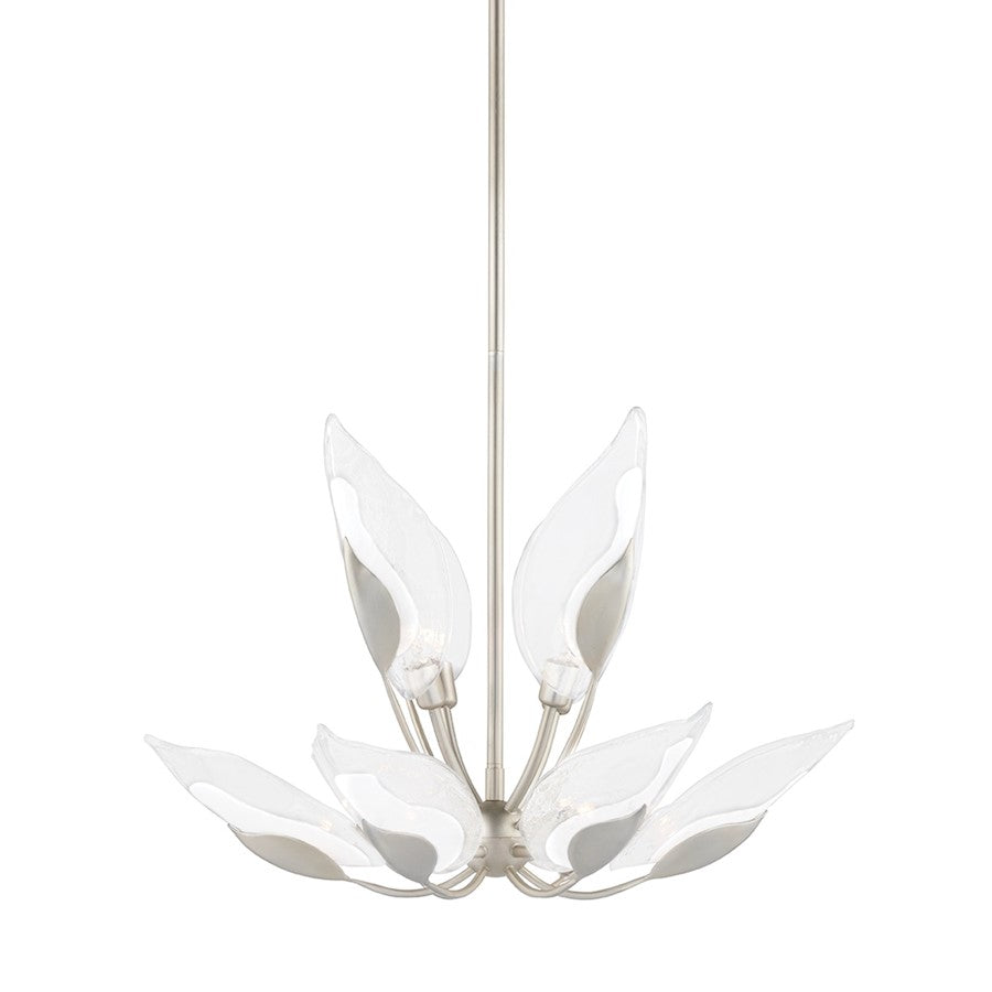 Hudson Valley Blossom 10 Light Chandelier, Silver Leaf/Clear - 4829