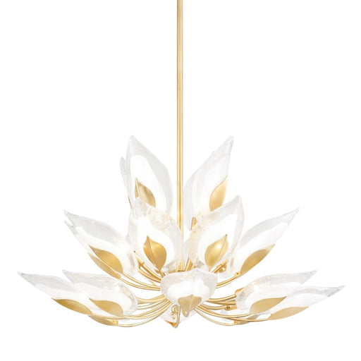 Hudson Valley Blossom 20 Light Chandelier, Gold Leaf/Clear Glass - 4840-GL