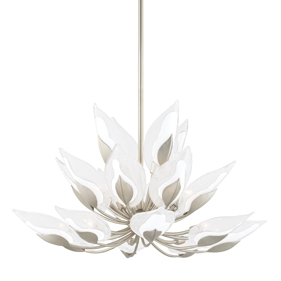 Hudson Valley Blossom 20 Light Chandelier, Silver Leaf/Clear - 4840