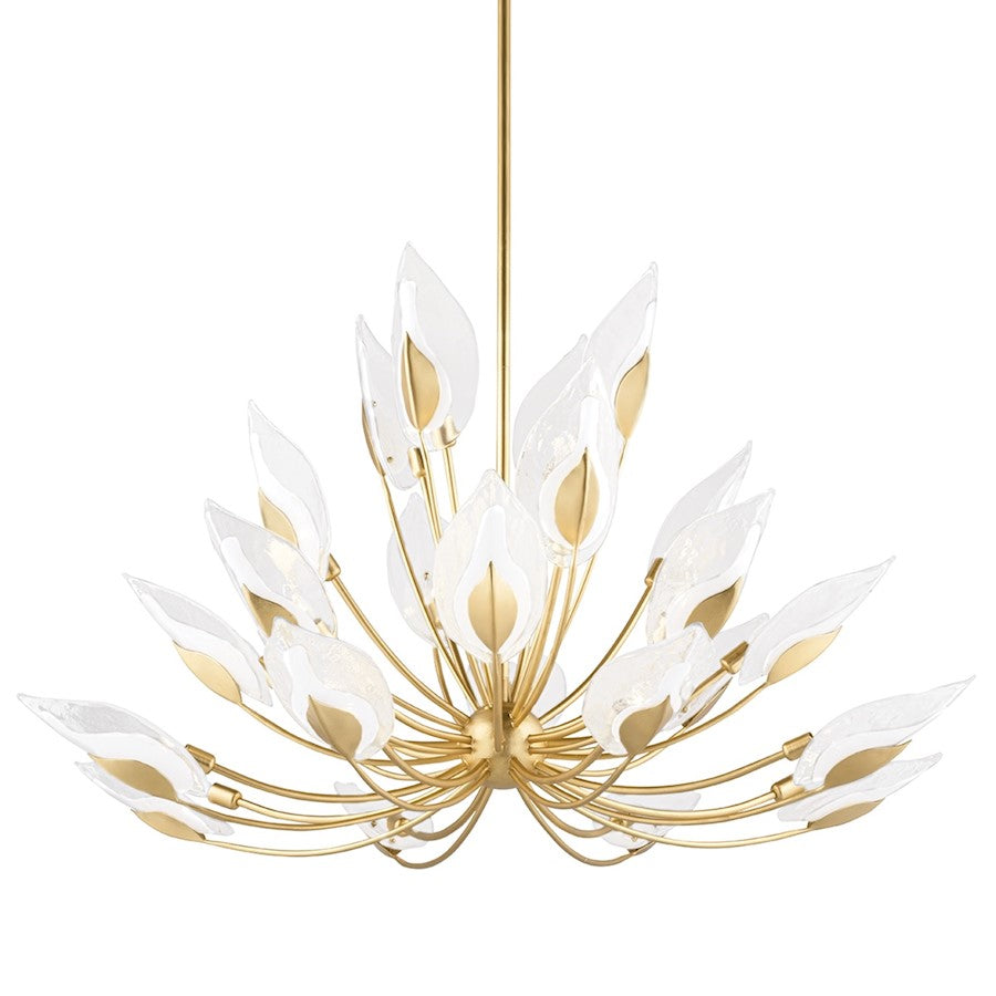 Hudson Valley Blossom 28 Light, 5-Tier Chandelier, Gold Leaf/Clear - 4856-GL