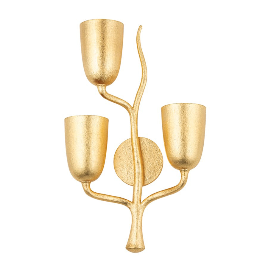 Hudson Valley Vine 3 Light Left Wall Sconce, Gold Leaf - 5003-L-GL