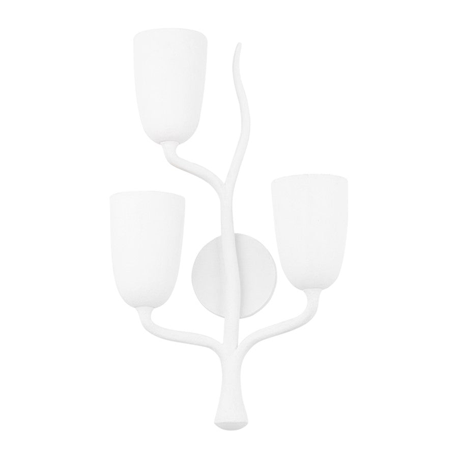 Hudson Valley Vine 3 Light Left Wall Sconce, White Plaster - 5003-L-WP