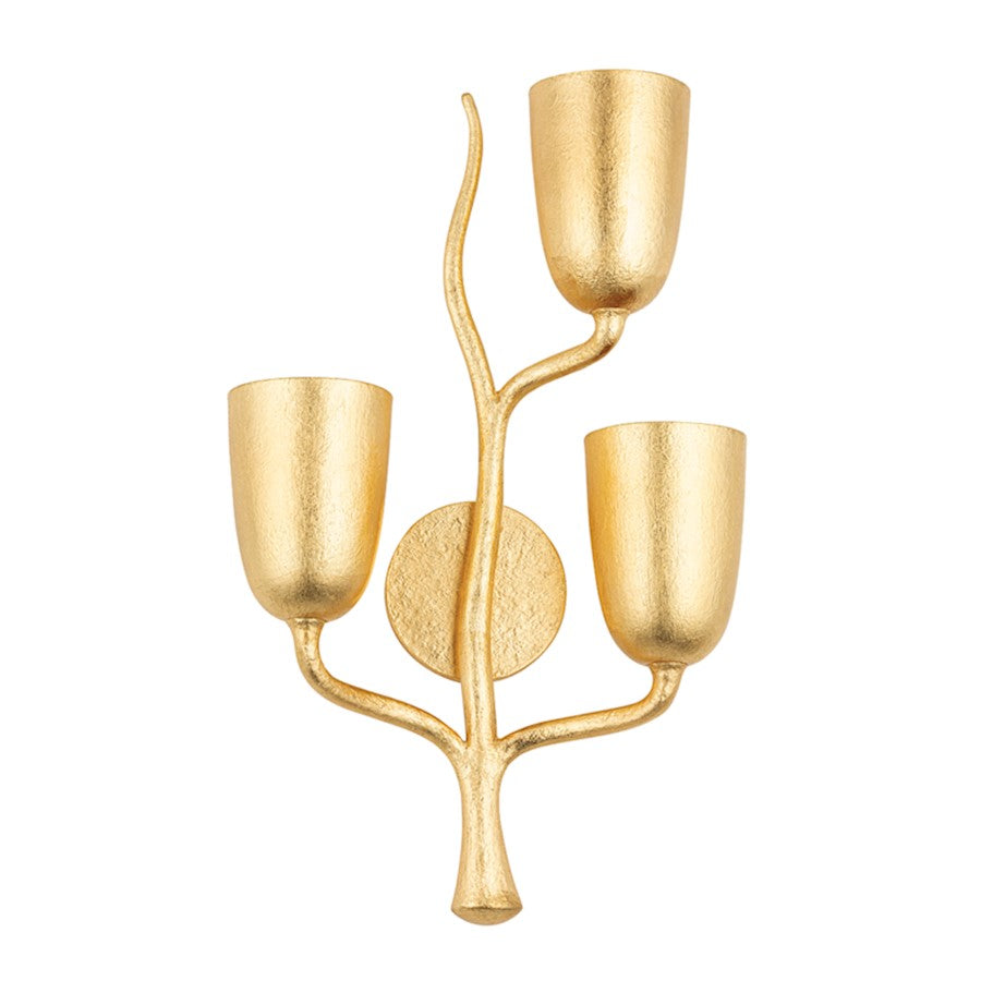 Hudson Valley Vine 3 Light Right Wall Sconce, Gold Leaf - 5003-R-GL