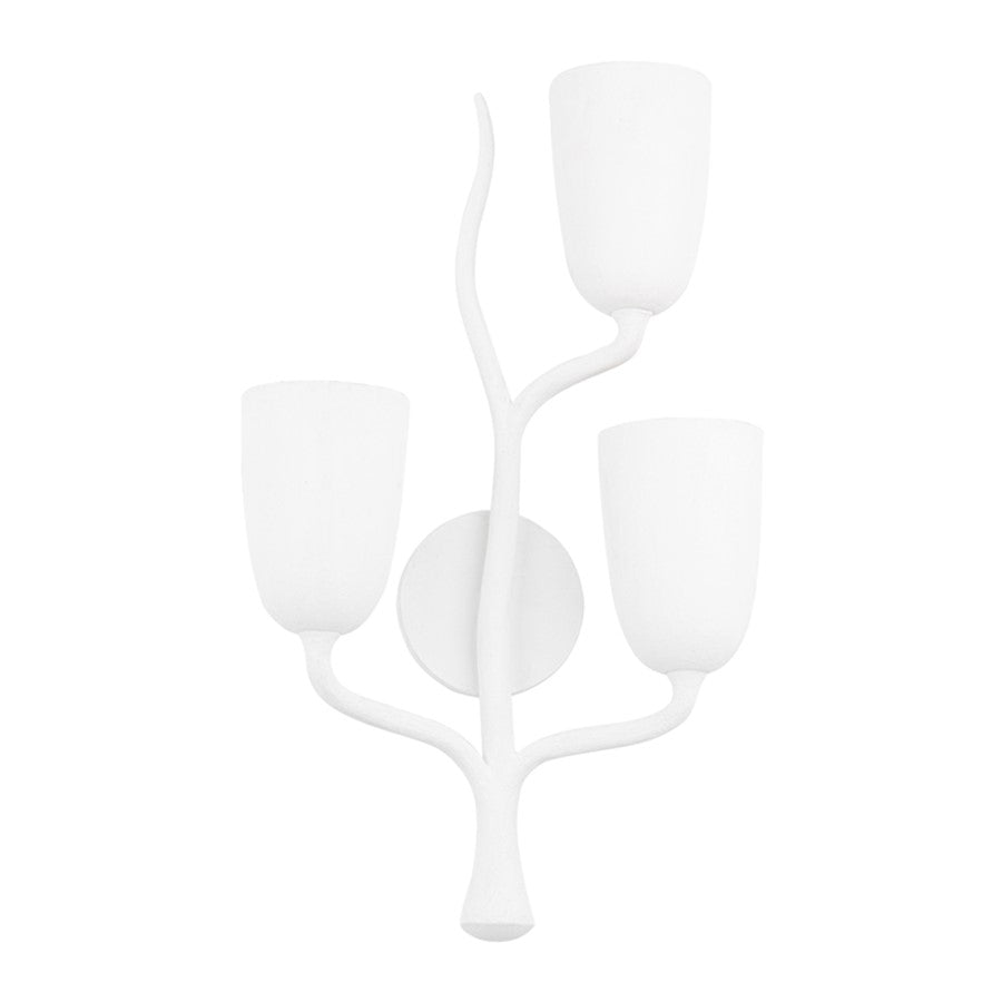 Hudson Valley Vine 3 Light Right Wall Sconce, White Plaster - 5003-R-WP