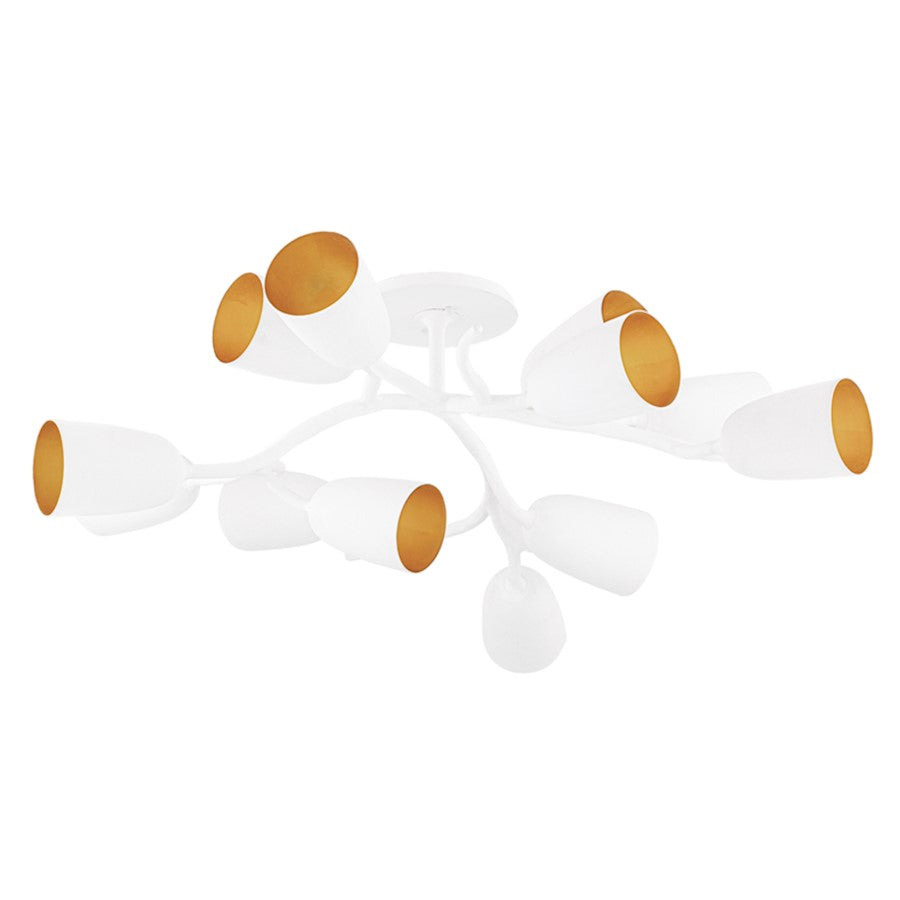 Hudson Valley Vine 12 Light Semi Flush, White Plaster - 5045-WP